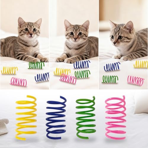 Cat Spring Toys 60 Pack, Interactive Toys for Kittens to Swat, Bite & Hunt, Colorful Durable Plastic Spiral Springs for Indoor Cats - Image 7
