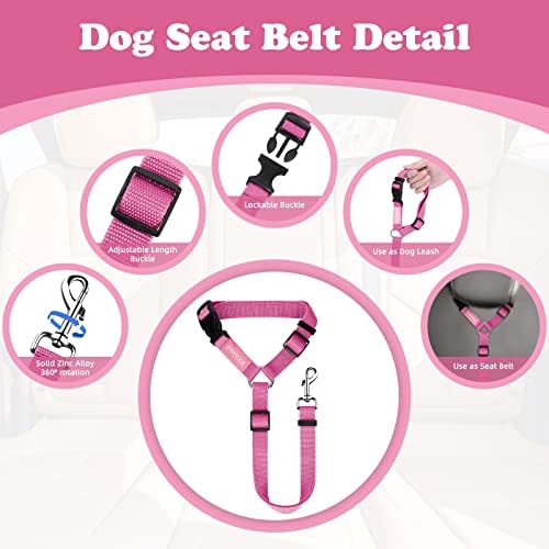 BWOGUE 2 Pack Dog Seat Belt for Car, Headrest Restraint Nylon Safety Straps - Image 3