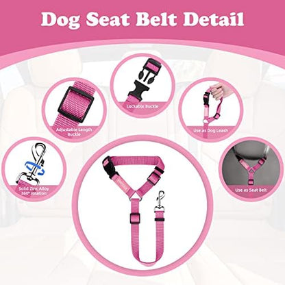 BWOGUE 2 Pack Dog Seat Belt for Car, Headrest Restraint Nylon Safety Straps - Image 3