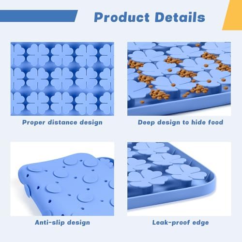 Silicone Snuffle Mat for Dogs 23.6"x 15.7" Large Slow Feeder Mat, Blue - Image 6