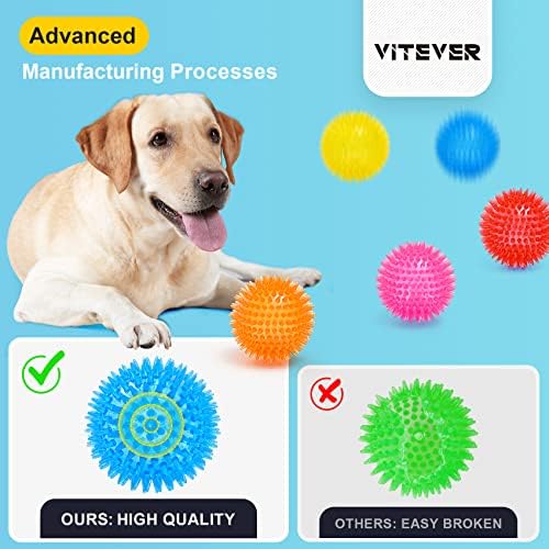 VITEVER 3.5” Squeaky Dog Toy Balls (6 Colors) Puppy Chew Toys for Teething, BPA Free Non-Toxic, Spikey Dog Balls for Medium, Large & Small Dogs, Durable Toys for Aggressive Chewers (Pack of 2) - Image 3