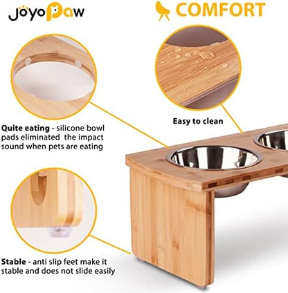 Elevated Dog Bowls, Bamboo Raised Dog Bowl for Medium Dogs, with 2 Stainless Steel Bowls (7'' Tall-40 oz Bowl) - Image 3
