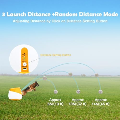 Automatic Dog Ball Launcher for Small to Medium Dogs, 2.2 Inch ETPU Dog Ball Thrower, 3 Distance Adjustable 19-39 Ft Interactive Dog Toy, Mental Stimulating Puppy Toy with 4 ETPU Balls (Orange) - Image 4