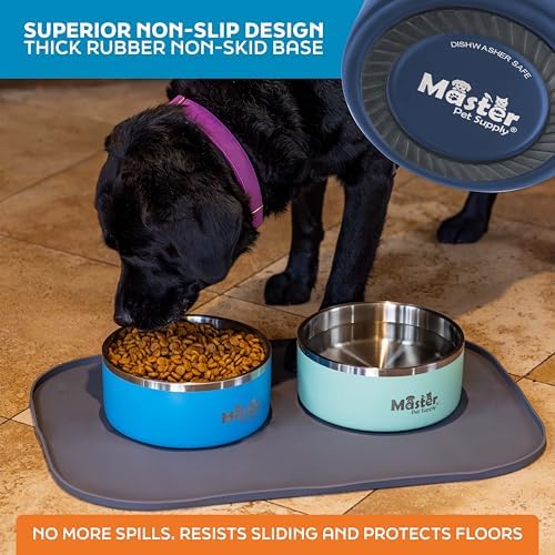 Master Pet Supply Stainless Steel Dog Bowls 64 oz Heavy Duty Navy Blue - Image 5