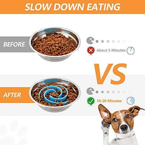 Slow Feeder Dog Bowls Insert, Animire Soft Silicone Slow Eating Dog Food Bowl for Small, Medium and Large Dogs, Compatible with Regular and Elevated Bowls - Image 2