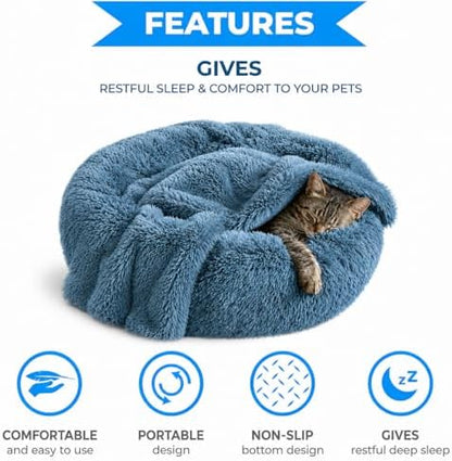Whiskers & Friends Cat Beds for Indoor Cats & Small Dog, Fluffy Cat Bed - Image 3