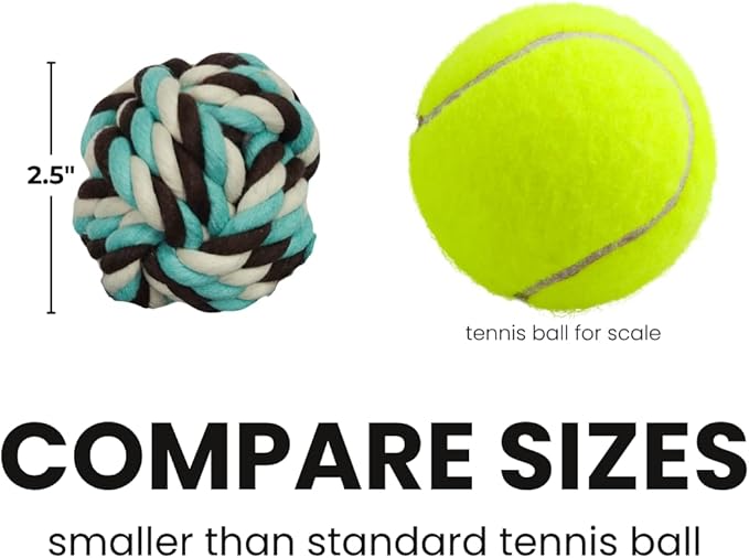 Otterly Pets 6 Pack Rope Balls for Small Dogs & Puppies - Durable, Interactive Chew Toys - for Playtime and Fetch- Ideal for Teething, Training, and Playtime