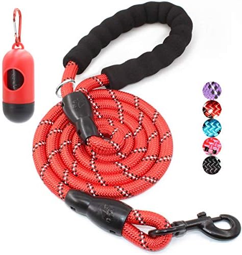 BAAPET 2/4/5/6 FT Dog Leash with Comfortable Padded Handle and Highly Reflective Threads for Small Medium and Large Dogs (4FT-1/2'', Red) by BAAPET