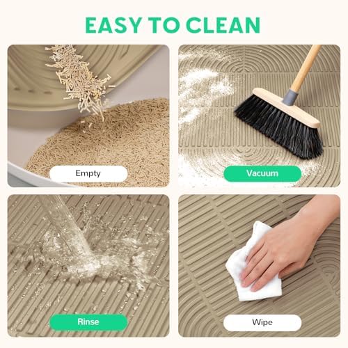 Pawtasy Cat Litter Mat,47" x 35" Extra Large Silicone Waterproof Litter Trapping Mat for Scatter Control Soft on Kitty Paws Non-Slip Easy to Clean - Image 4