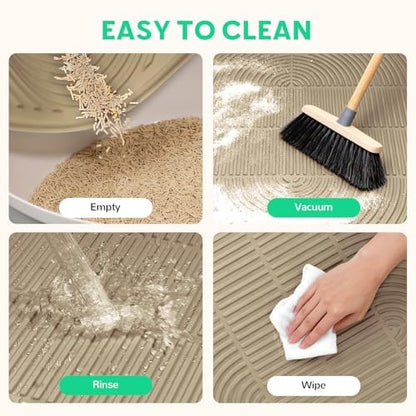 Pawtasy Cat Litter Mat,47" x 35" Extra Large Silicone Waterproof Litter Trapping Mat for Scatter Control Soft on Kitty Paws Non-Slip Easy to Clean - Image 4
