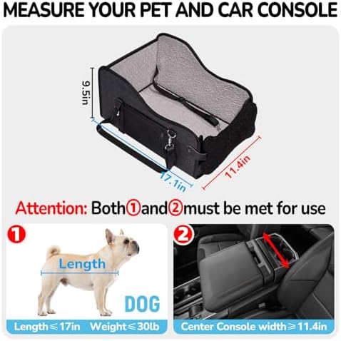 Center Console Dog Car Seat,Pet Puppy Middle Console Dog Car Seat for Small Dogs (Black, Large) - Image 3