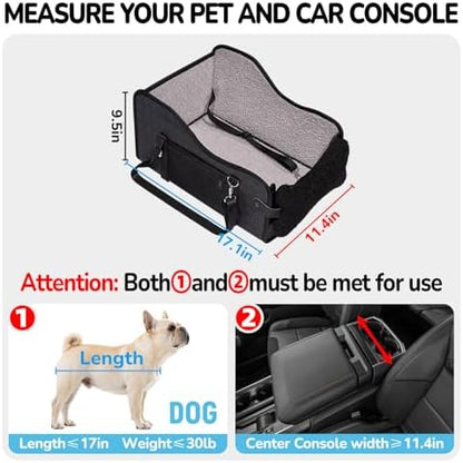 Center Console Dog Car Seat,Pet Puppy Middle Console Dog Car Seat for Small Dogs (Black, Large) - Image 3