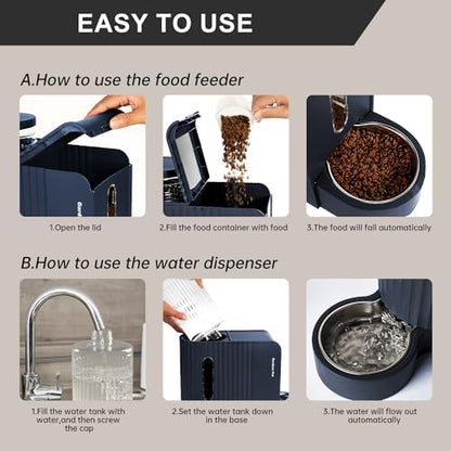 Gravity Automatic Cat Feeder, Water & Food Dispenser Set, Stainless Bowls - Image 6