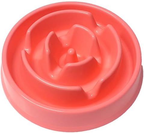 ALPHA DOG SERIES Non-Slip Maze Puzzle Bowl Slow Feeder Interactive Stop Bloat Stop Gas Improve Digestion Dog Bowl for Small and Medium Dogs (Pink, Flower)