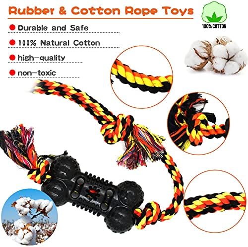 Yipetor Durable Dog Chew Toys 6 Pack, Cotton Rope Rubber Dog Toys - Image 2
