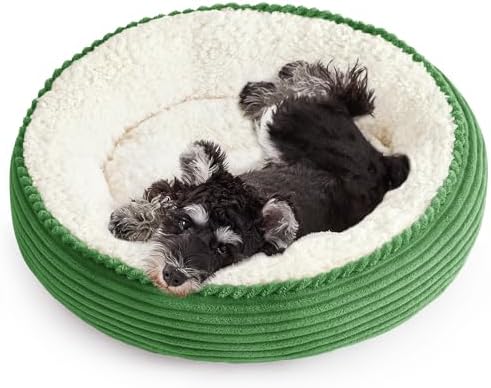 Love's cabin Round Donut Cat and Dog Cushion Bed, 24in Pet Bed for Small or Medium Dogs, Anti-Slip & Water-Resistant Bottom, Soft Durable Fabric Pet Beds, Washable Calming Cat Bed Light Green by Lovescabin