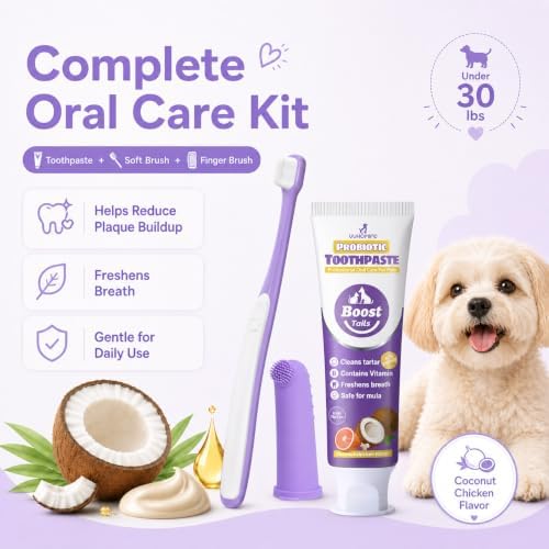 Small Dog Toothbrush Kit, 2.5oz Toothpaste & Finger Brush - Image 2