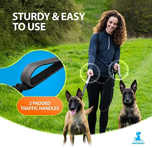 SparklyPets Double Dog Leash for 2 Dogs (Gray Coupler, Medium/Large) - Image 4