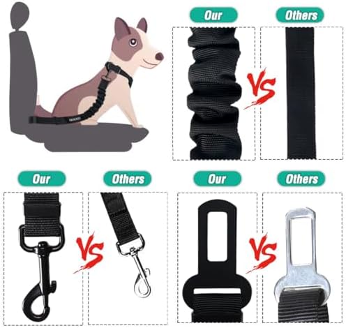 COOYOO Dog Seat Belt,Retractable Dog Car Harness Seat Belt for Car Adjustable Nylon Pet Safety Seat Belts Heavy Duty & Elastic Bungee Buffer - Image 6