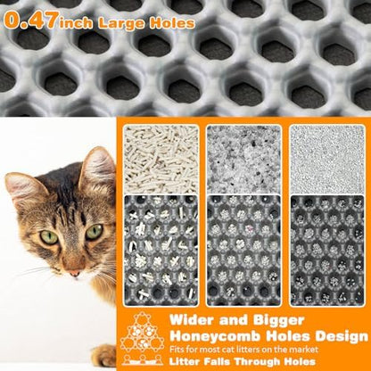 Cat Litter Mat 16"x20",Double Layer EVA litterbox Mat,Brown - Image 3