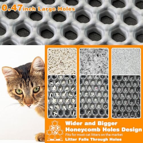 Cat Litter Mat 12"x12",Double Layer EVA litterbox Mat, Black - Image 3