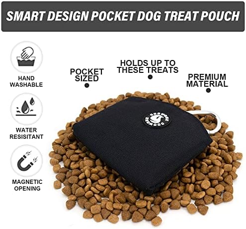 Dog Treat Pouch Magnetic Closure Small Dog Training Treat Pouch Pocket Sized Small Dog Treat Pouch with Clip (Black) - Image 3