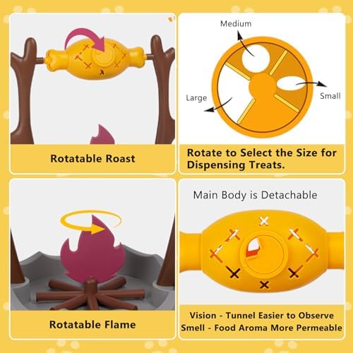 Cat Slow Feeder, Interactive Cat Puzzle Toy & Treat Dispenser, BBQ Campfire Grill Design with Adjustable Rotating Roast, Food Dispensing Enrichment Toy for Indoor Cats & Kittens(Rotating Roast) - Image 3