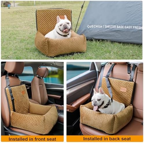 Dog Car Seat Pet Booster Seat Pet Travel Safety Car Seat,The Dog seat Made of Materials is Safe and Comfortable, and can be Disassembled for Easy Cleaning (Brown) - Image 4
