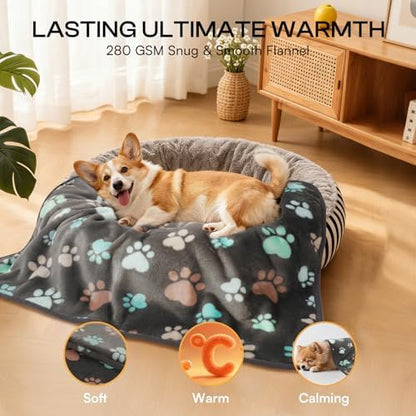 Luciphia 2 Pack 6 Dog Blankets Cat Soft Fluffy Fleece Pet Blanket Warm Cute Print Design Puppy Kitten Doggy Paw Small(23"x16") - Image 4