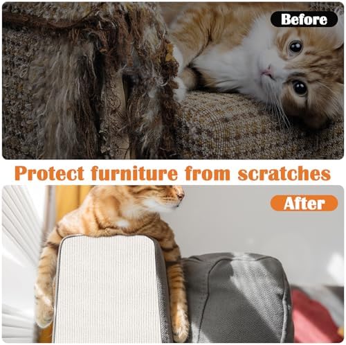 Cat Scratch Furniture Protector - 78.7" x 13.8" Trimmable Self-Adhesive Cats Claws Scratch Pads, DIY Cat Climbing Couch Protector for Scratch Post Cat Tree Replacement Indoor (Cream White) - Image 4
