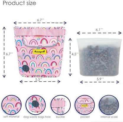 Raisingwell Dog Treat Pouch for Pet Walking and Training with Clicker 2 Cup Silicone Bag Small Fanny Pack Holder for Puppy Snack Dispenser Kit for Leash and Outdoor Use (Rainbow) - Image 2