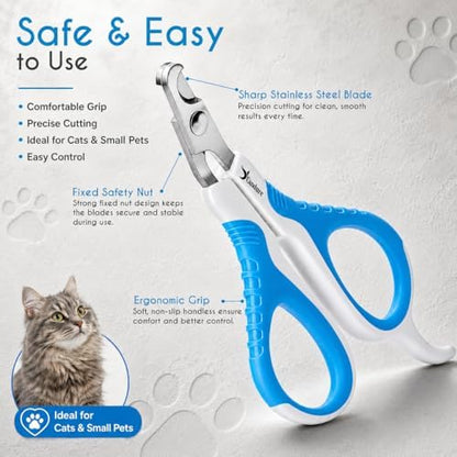 Candure Cat Nail Clipper Stainless Steel Cat Claw Trimmers for Rabbits, Guinea Pigs, Birds, Puppies, Kittens and Small Animals Pet Nail Clipper for Professional and Home Use 4" White & Blue - Image 4
