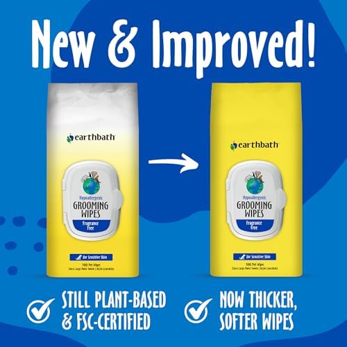 earthbath Hypo-Allergenic Grooming Wipes, Made in USA, 100 Count (2 Pack) - Image 3