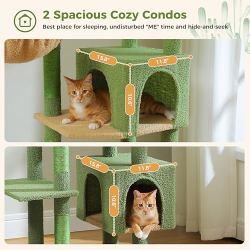 69" Cactus Cat Tree for Indoor Cats Large Adult, Multi-Level Cat Tower - Image 6