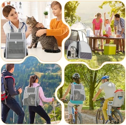 Cat Backpack Carrier Large Pet Backpack for Small Dog Medium Cat Puppy Kitten Bunny up to 15lbs, Ventilated Mesh Dog Collapsible Travel Backpack for Hiking Walking Outdoor - Image 7