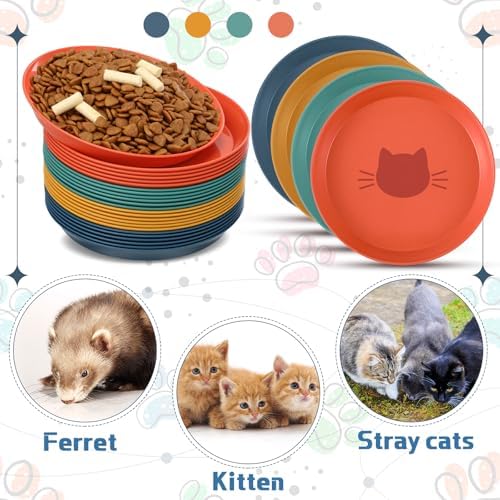 Gerrii 24 Pieces Fatigue Relief Cat Bowl 6 Inch Shallow Cat Food Dish Stray Wet Feeding Bowls Wide and Small Pet Plates for Ferrets Feral Short Legged Kitten Shelter(Elegant Color,Pattern) - Image 6