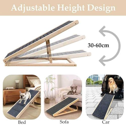 Folding Dog Ramp for Bed, Couch & Car，17" Adjustable Pet Ramp with Non-Slip Rubber Mat, 5-Level Height Adjustments, Portable Ramp for Small, Large & Senior Dogs or Cats，Easy Storage - Image 3