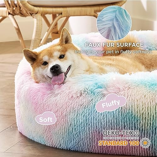 Bedsure Calming Dog Bed Medium Size Dog Donut Washable Pet Bed,30ins - Image 2
