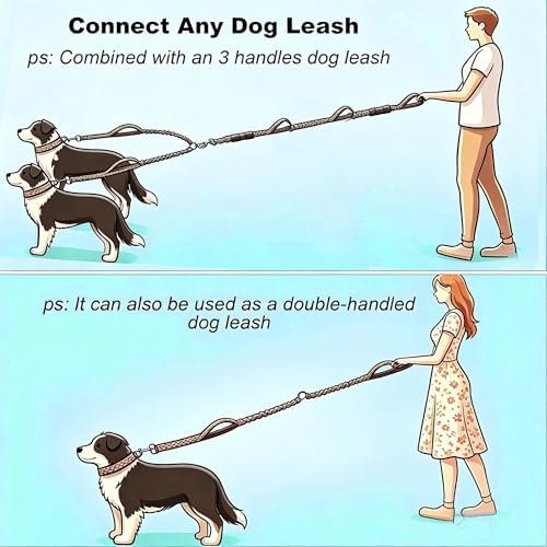 20" Double Dog Leash Coupler Leash Splitter 2 Large Medium Dogs - Image 6