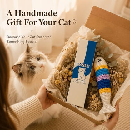 Handmade Catnip Fish Toy, Crochet Cat Toy with Crinkle Paper (1Pack) - Image 5