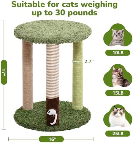 Woochpet Cat Scratching Post Small Cat Tree Tower with Soft Cat Bed for Cat - Image 3
