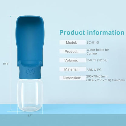 Portable Dog Small Animals Water Bottle for Walking 19 OZ or 12 OZ Pet Water Bottles for Puppy Medium Large Dogs Little Animals Water Dispenser Dog Small Animals Water Bowl