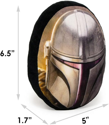 Buckle-Down Dog Toy, Mandalorian, Plush Squeaker Star Wars The Mandalorian Helmet, 8" x 8" (DTPT-SWBFJ)