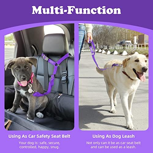 BWOGUE 2 Pack Dog Seat Belt for Car, Headrest Restraint Strap, Purple - Image 6