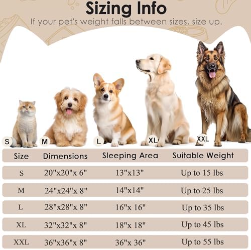 Extra Large Dog Beds, 36in Human Dog Anxiety Relief Comfort Bed-Light Brown - Image 2