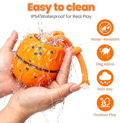 Interactive Dog Toy Ball, Automatic Bouncing Rotating, Realistic Dog Barking Sounds, E‑TPU, IP54, Rechargeable, Small/Medium/Large Dogs, Indoor/Outdoor（Light Orange） - Image 3