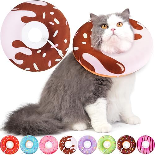 Hpetppy Cat Cone Collar Soft, Cat Recovery Collar for Wound Healing Cute Donut Adjustable Kitten Cones to Stop Licking Comfortable Lightweight Neck Elizabethan Collars for Cats Kittens After Surgery by Hpetppy