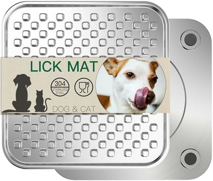 Lick Mat for Dogs & Cats, Double-Wall Stainless Steel, Large-1Pack by Techphardo