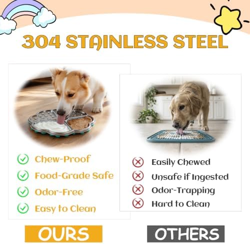AFP Stainless Steel Lick Mat for Dogs & Cats, Large Dog Licking Pad with Suction Cups, Chew-Proof & Non-Slip Slow Feeder with 4 Textured Zones for Pet Anxiety Relief (1Pack) - Image 6