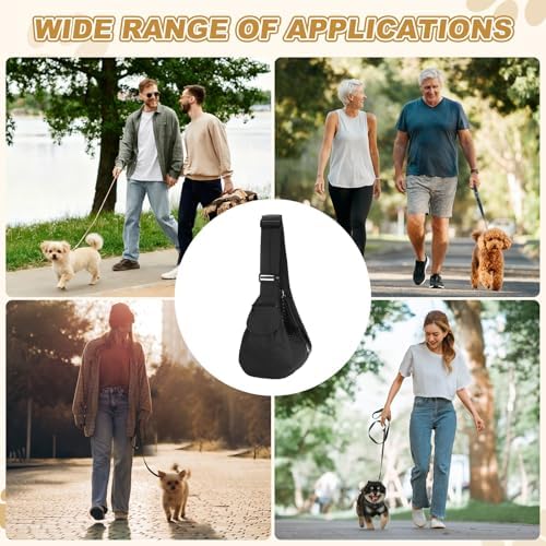 Dog Sling Carrier for Small Dogs and Cats Up to 16.5 Lbs, Soft Canvas with Zipper Pocket Pet Crossbody Shoulder Bag, (Black, 1 Pcs) Intended for Outdoor/Camp/Travel - Image 6